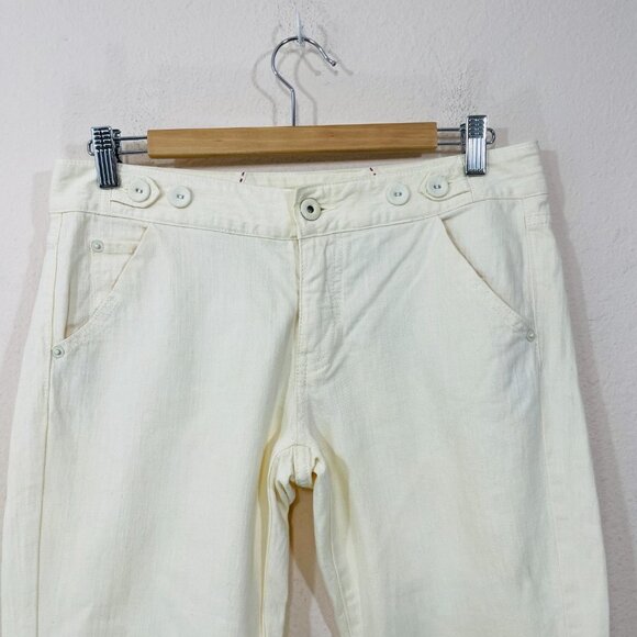 Daughters of the Liberation Anthropologie Size 6 Ivory Cropped Jeans - Picture 3 of 9
